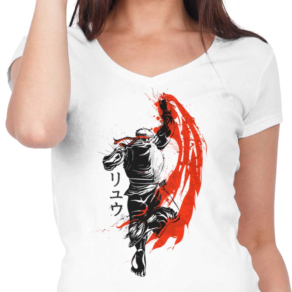 Stylish Women's V-Neck Traditional Fighter T-Shirt