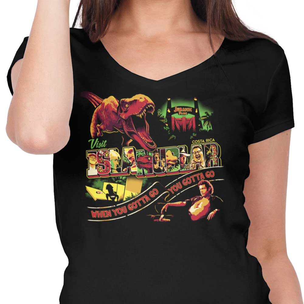 Women's Stylish V-Neck T-Shirt for Visiting Isla Nublar