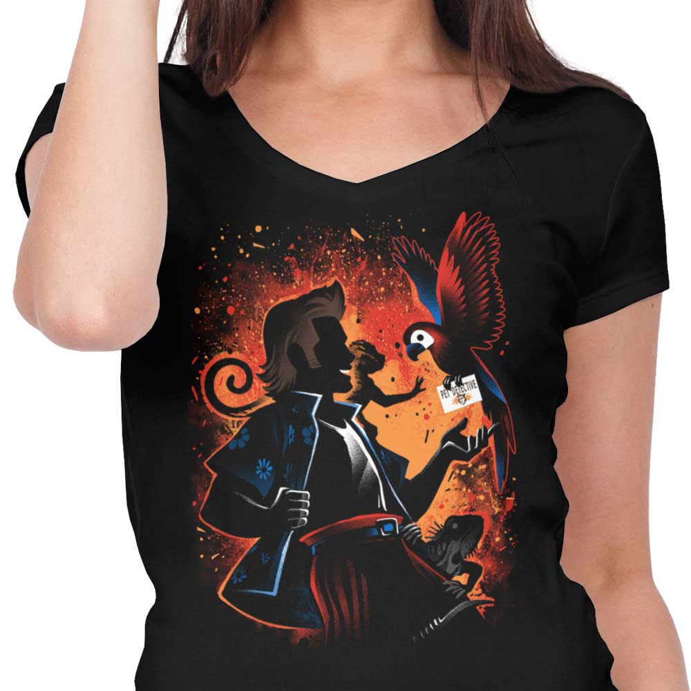 Women's Pet Detective Themed V-Neck T-Shirt