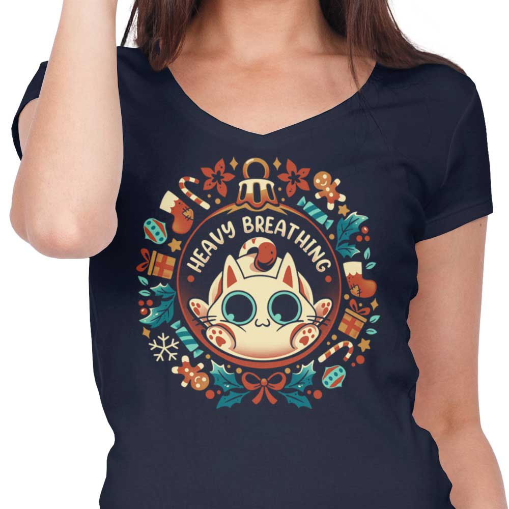 Women's Cat - Resistant V - Neck Christmas Top