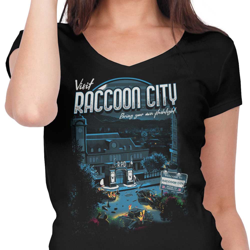Explore Raccoon City - Women's Stylish V-Neck Top