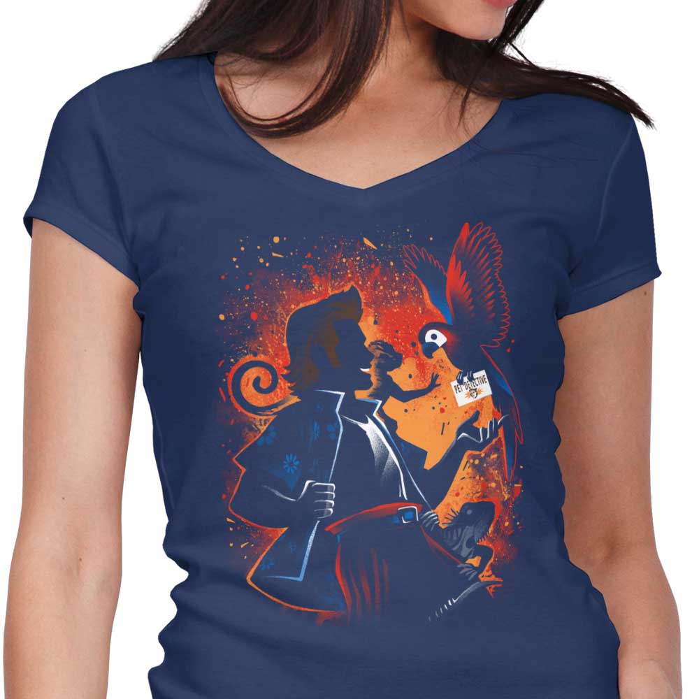 Women's Pet Detective Themed V-Neck T-Shirt