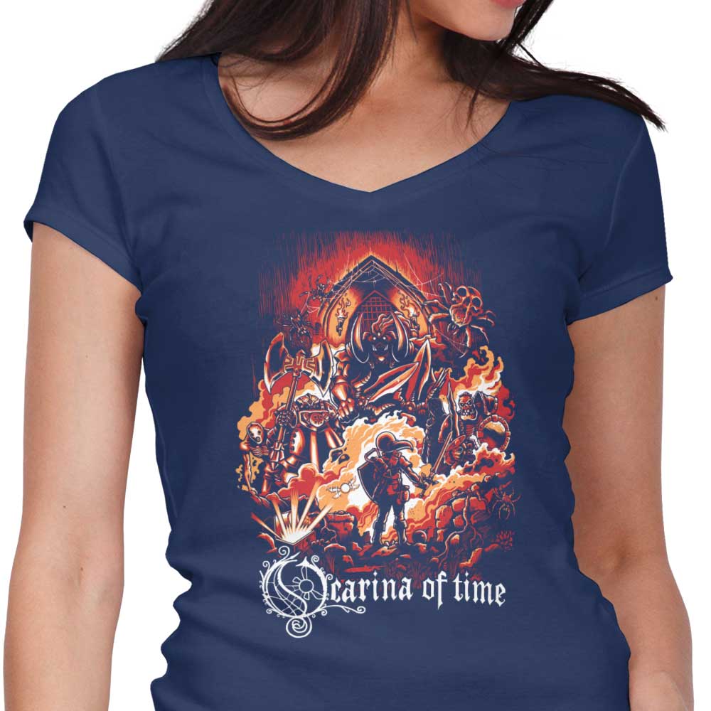 Women's V-Neck Ocarina Themed T-Shirt of Legend