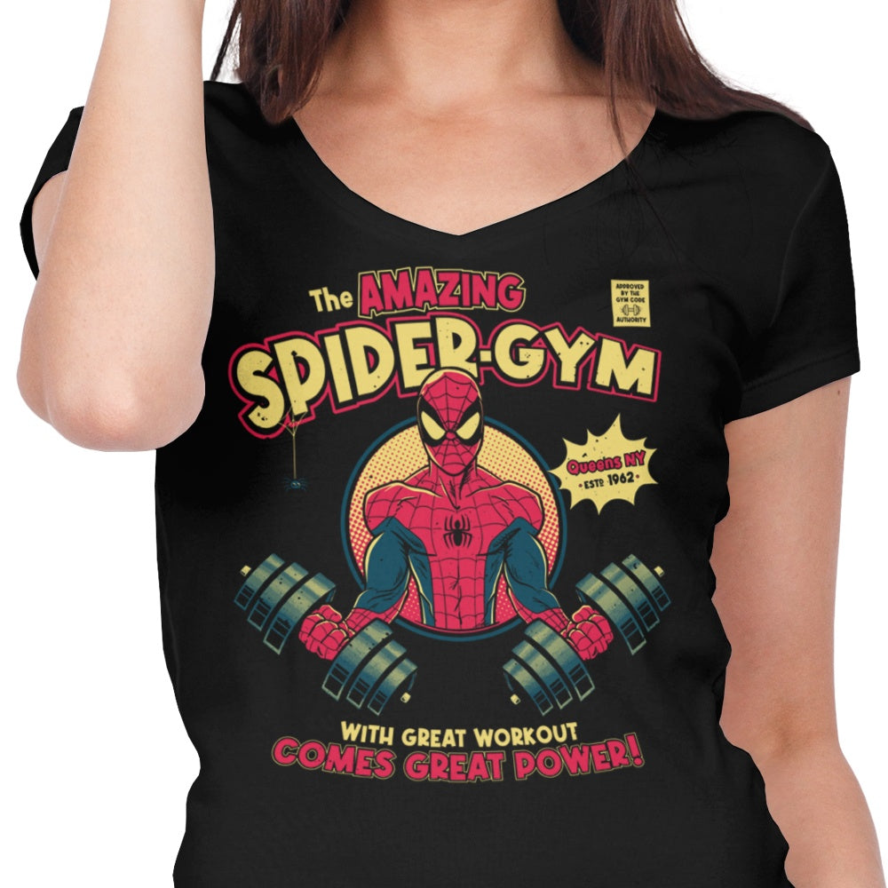 Spider Gym Women's V-Neck T-Shirt for Fitness Enthusiasts