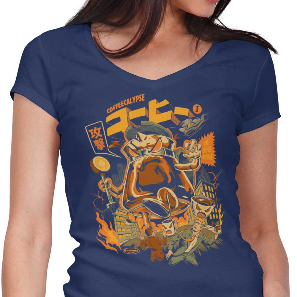 Ilustrata's Coffeecalypse Women's V-Neck T-Shirt