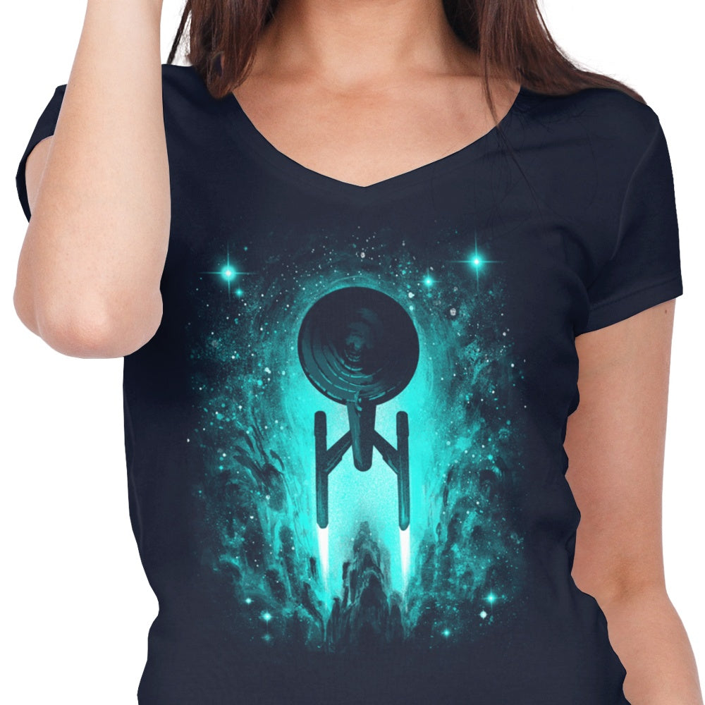 Alemaglia's Women's V-Neck 'Space Journeys' T-Shirt