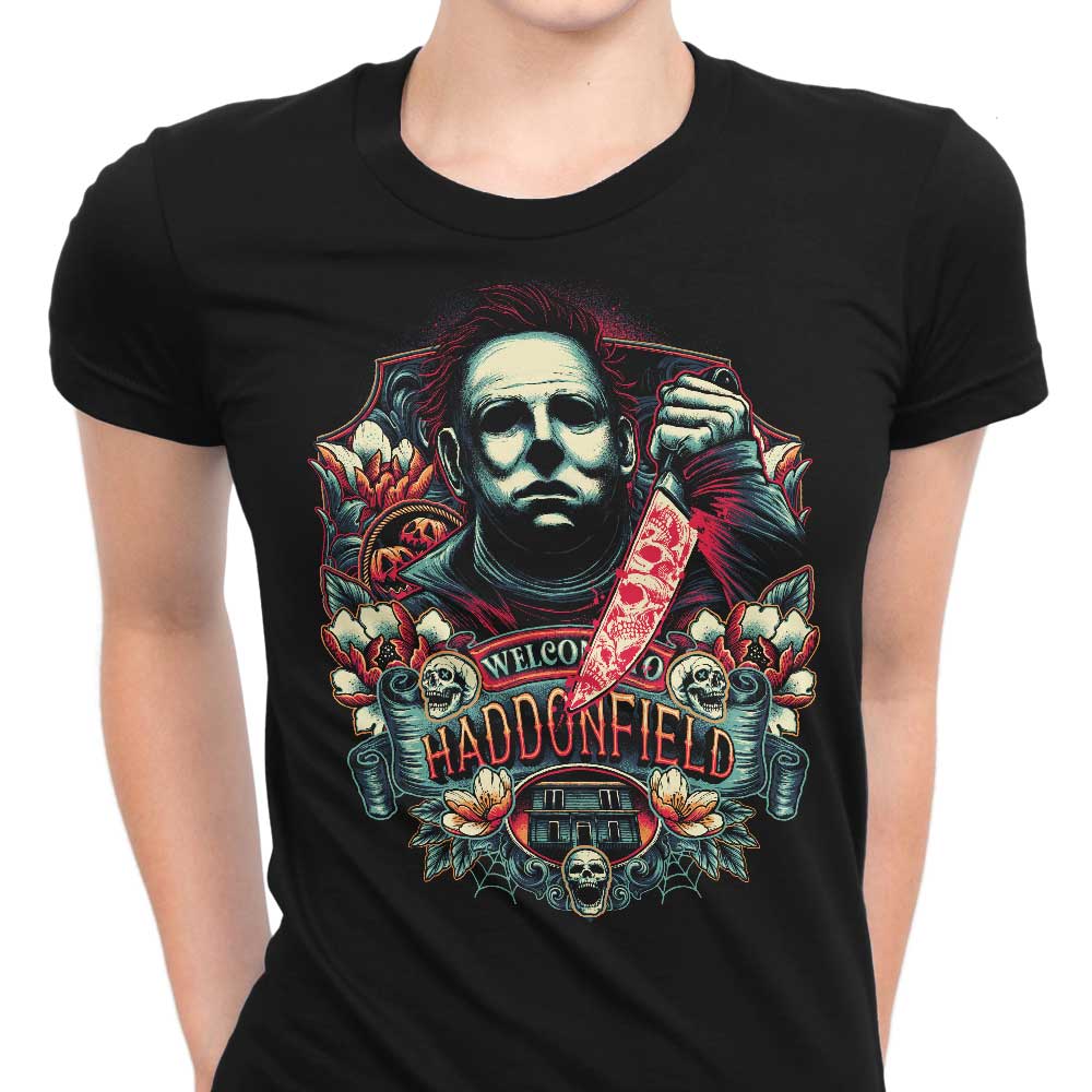 Glitchygorilla's 'Welcome to Haddonfield' Women's Fashionable T-Shirts