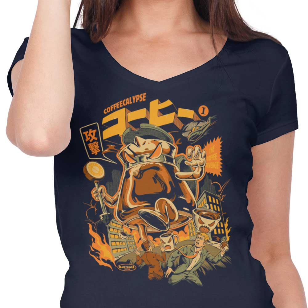 Ilustrata's Coffeecalypse Women's V-Neck T-Shirt