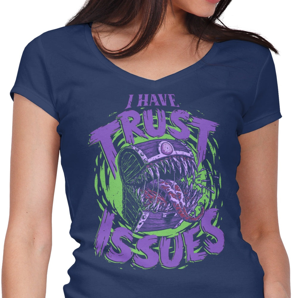 Women's V-Neck T-Shirt with 'I Have Trust Issues' Print