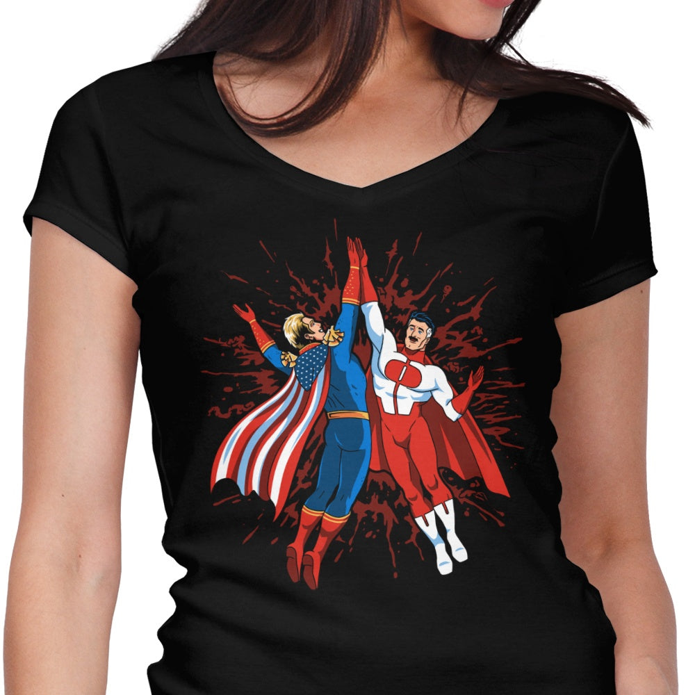 Prime Premne Design's Super Maniac Friends Women's Stylish V-Neck Top