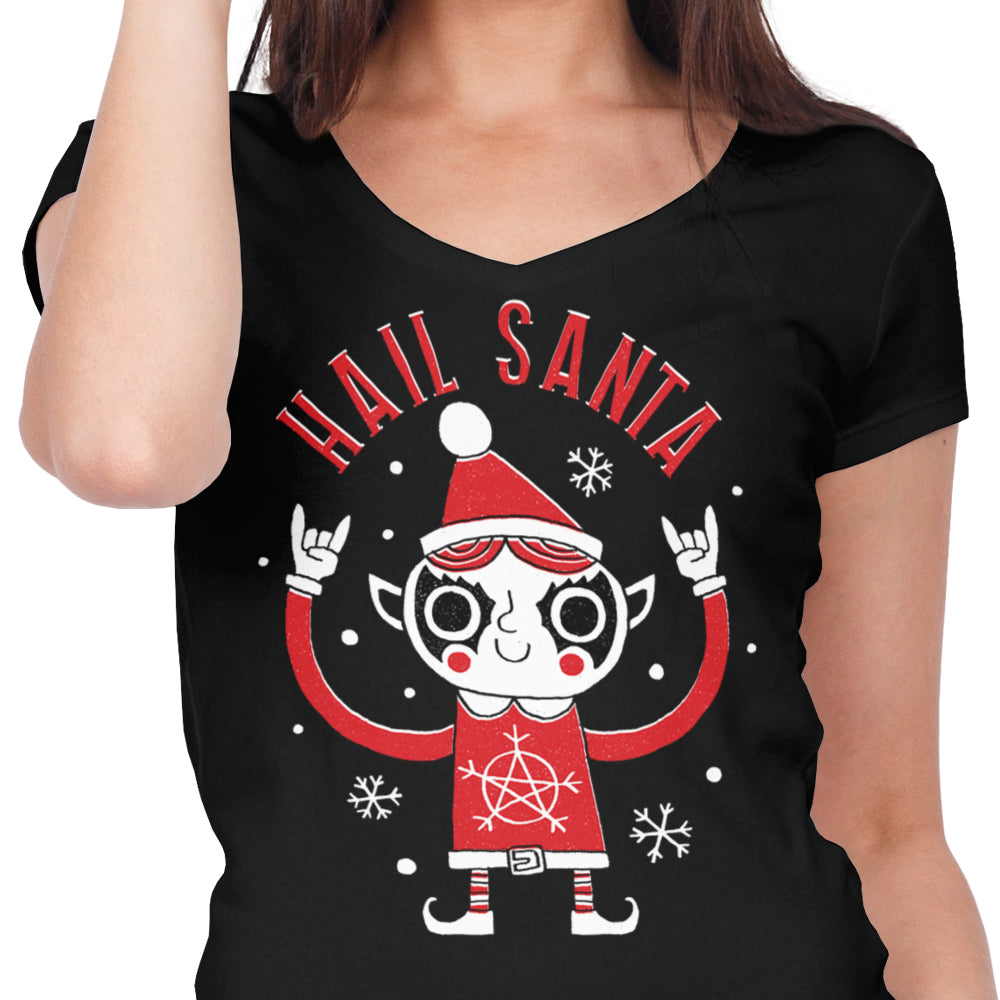 DinoMike's Stylish Women's V-Neck Santa Worship Top