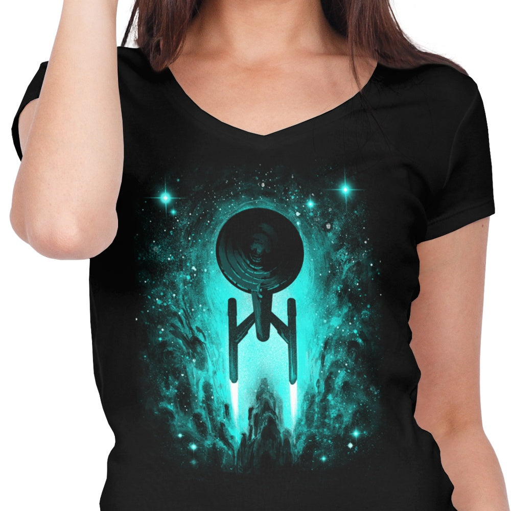 Alemaglia's Women's V-Neck 'Space Journeys' T-Shirt