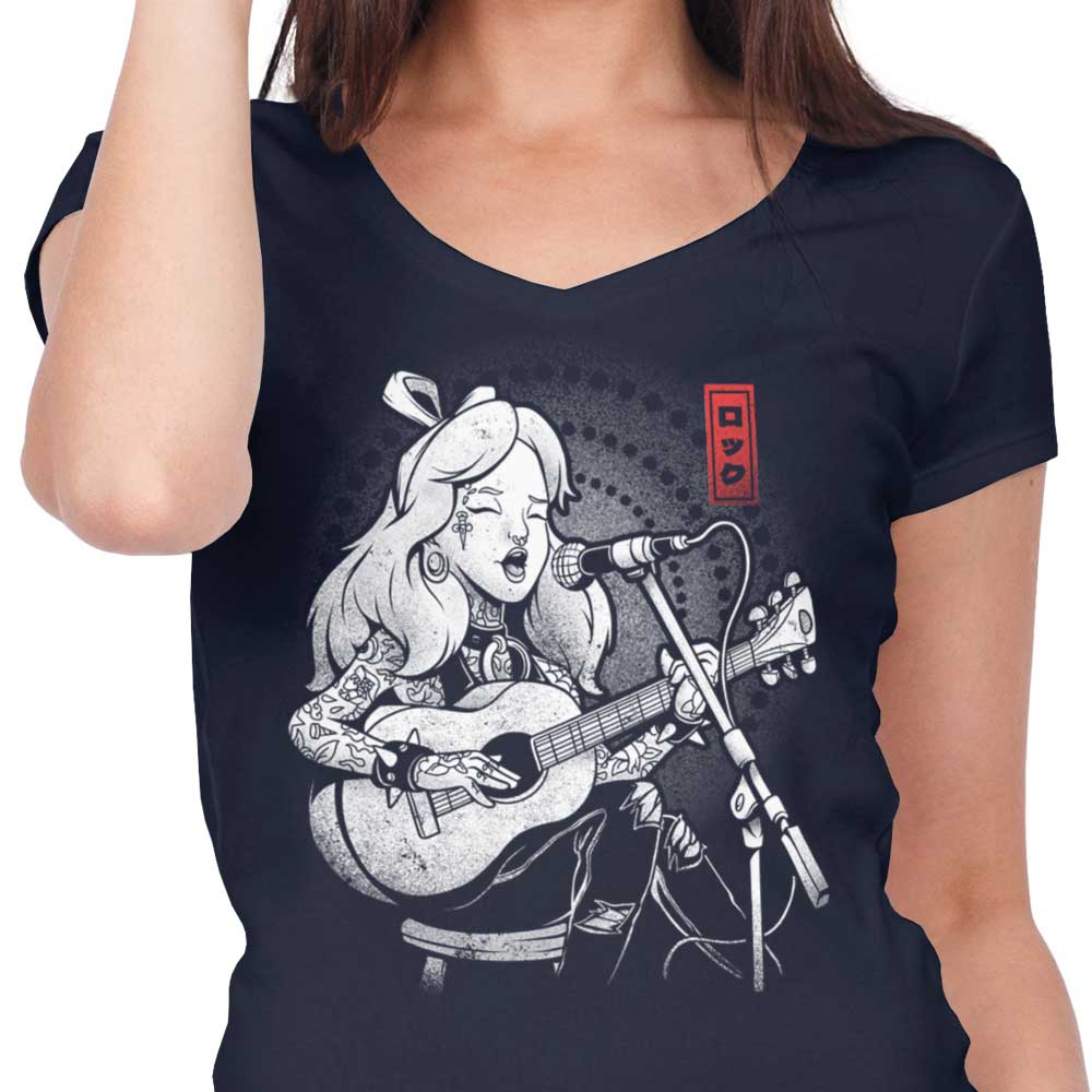 Women's Enchanting Wonderland Song V-Neck Top