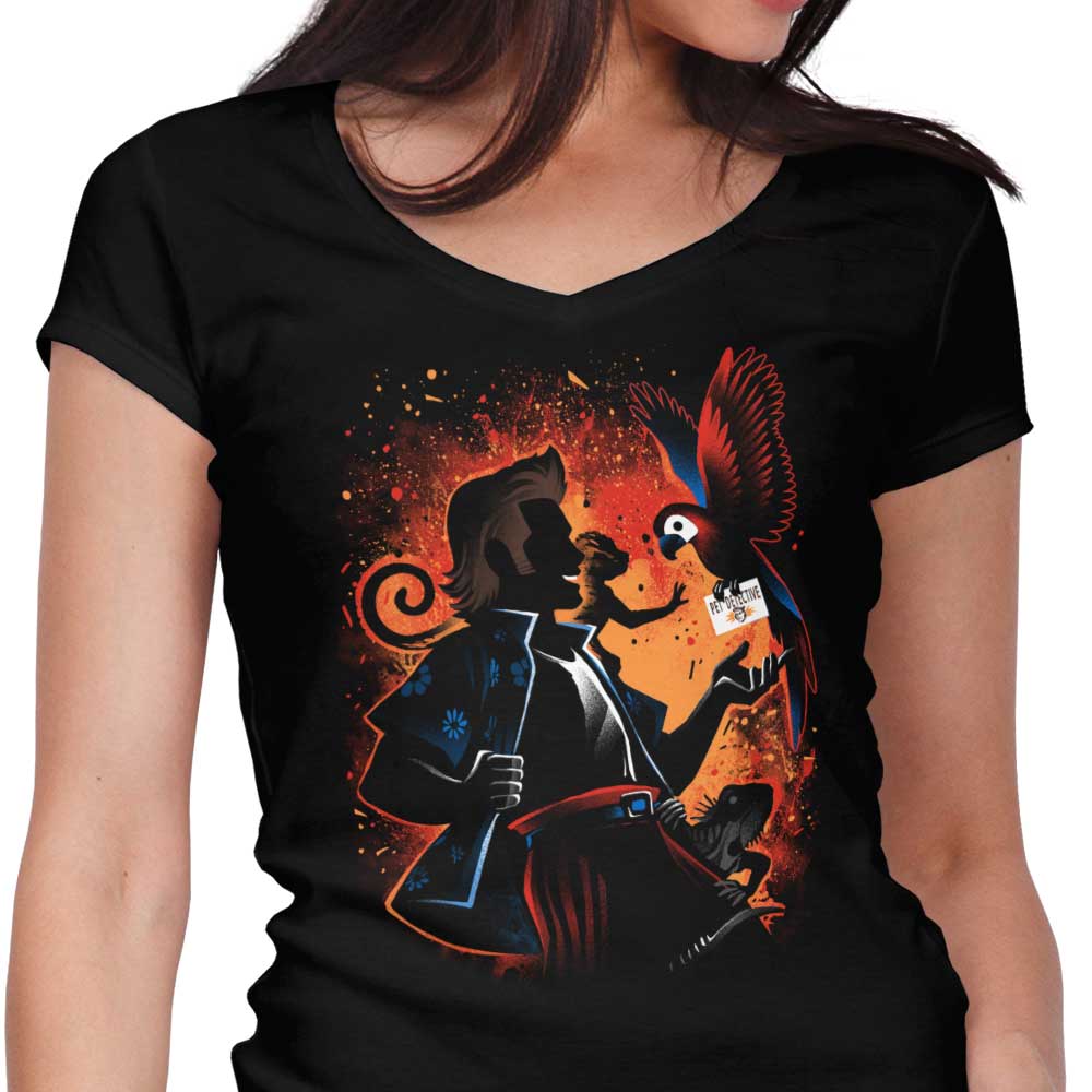 Women's Pet Detective Themed V-Neck T-Shirt