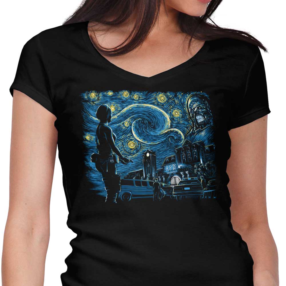 Enchanting Starry Evil Women's V - Neck T - Shirt