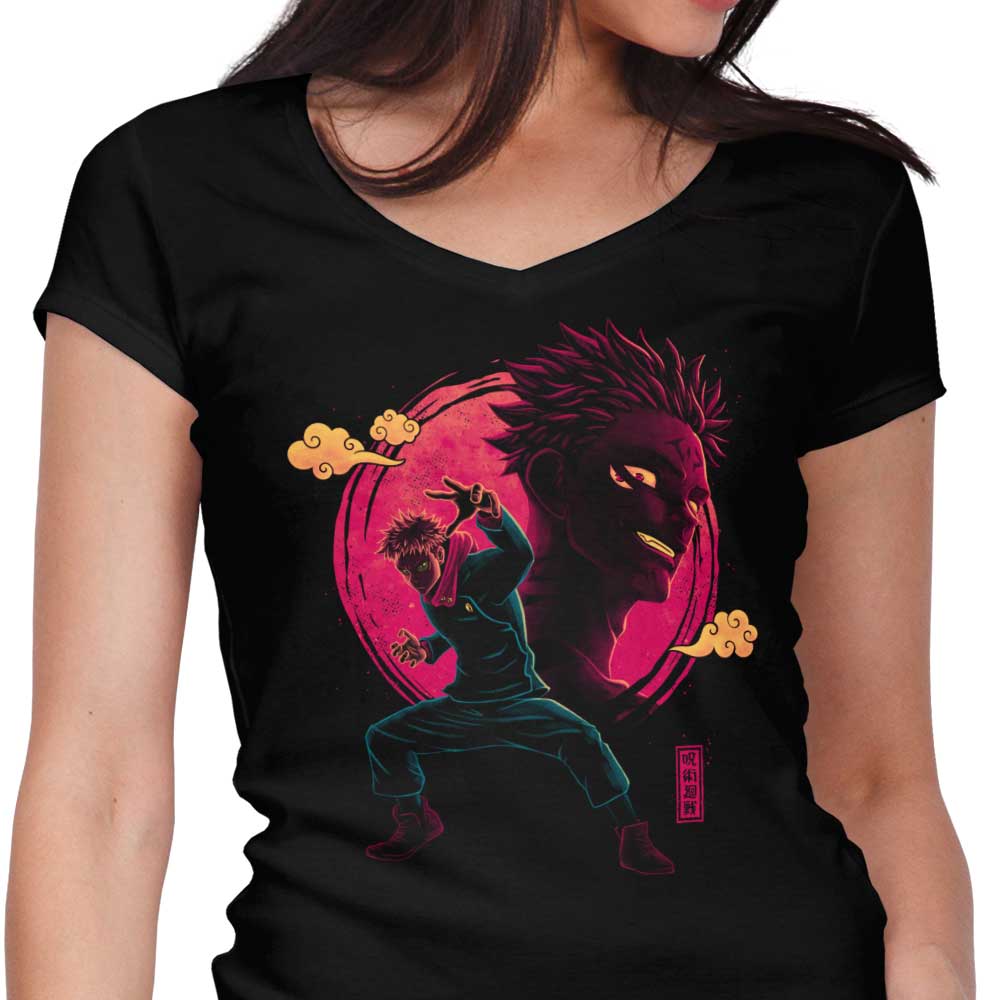 Women's V-Neck T-Shirt - The King of Curses Design