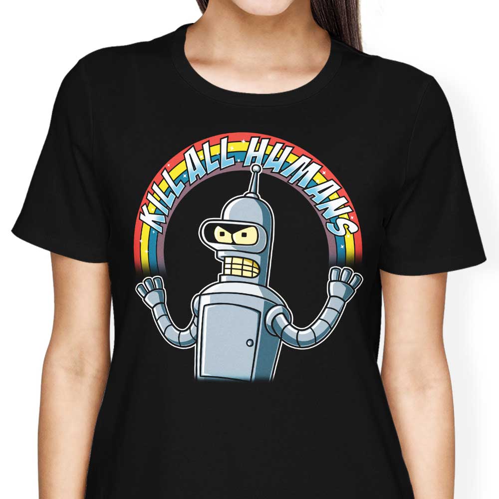 Gleaming Metal Robot Design Women's Clothing Apparel