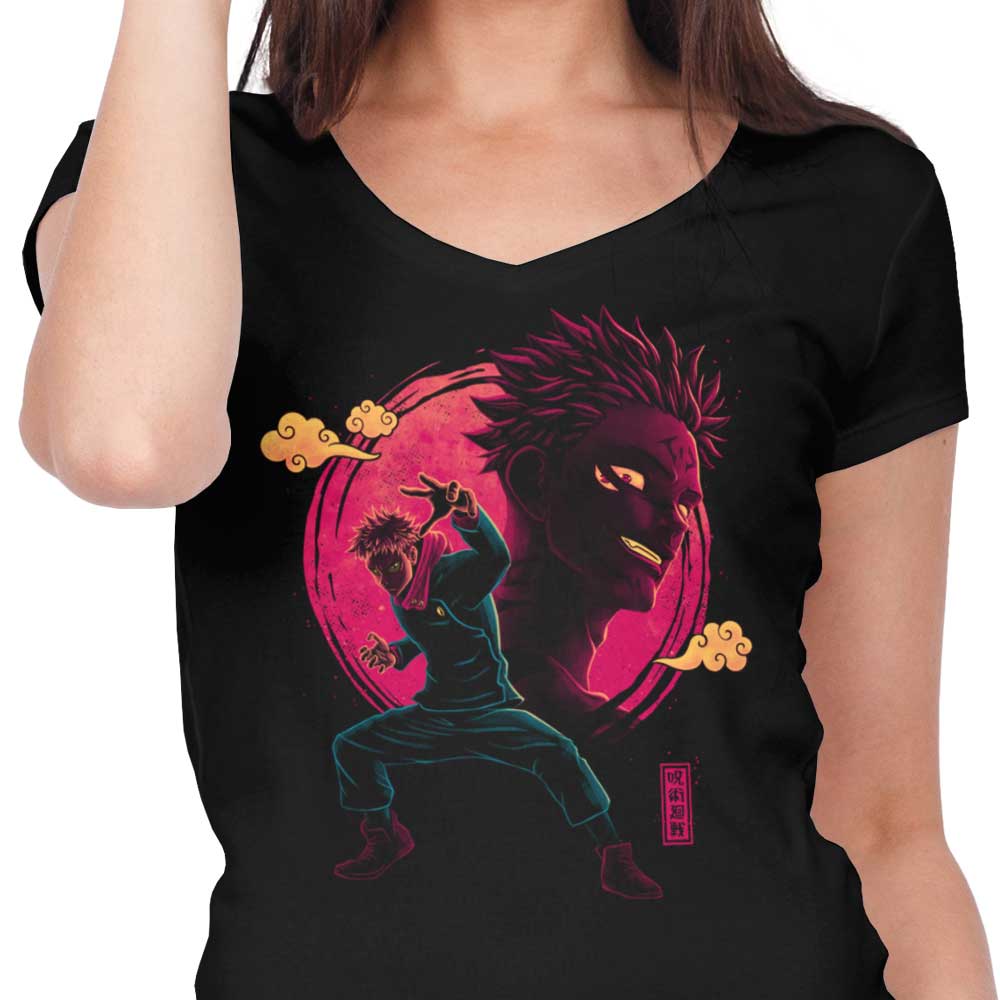Women's V-Neck T-Shirt - The King of Curses Design